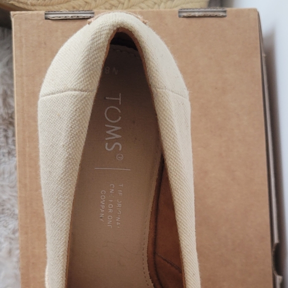 Tom's Wedge Espadrille in Natural Undyed Canvas Women's 8 - Picture 7 of 8